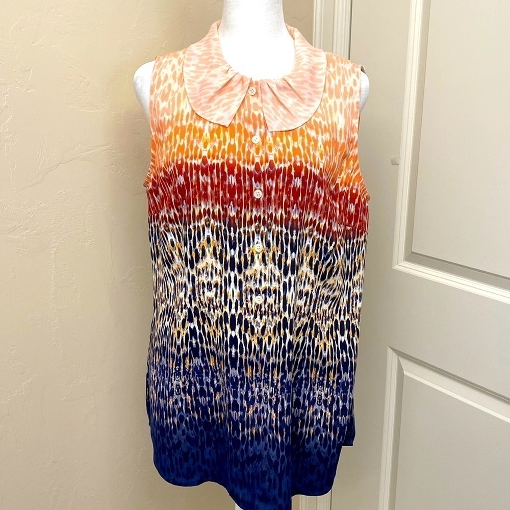 Cabi Love Sleeveless Blouse Tunic Top Women’s M Ombre Peter Pan Collar office
